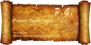 Pupos György névjegykártya